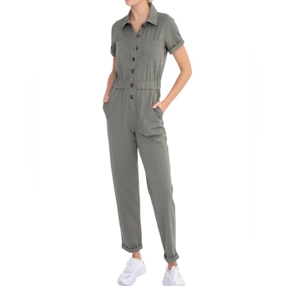Mono B Pants - Mono B Army Green Jumpsuit size Medium